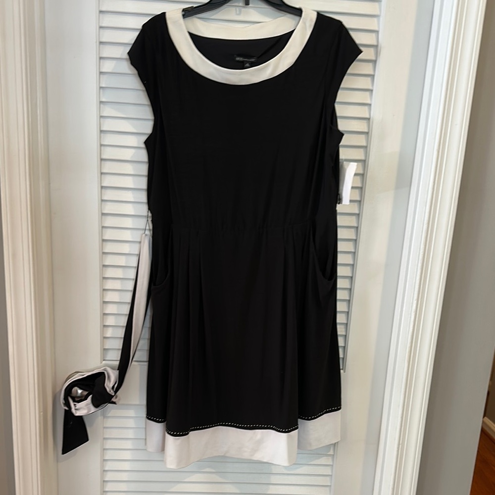 Elegant Black and White Midi Dress